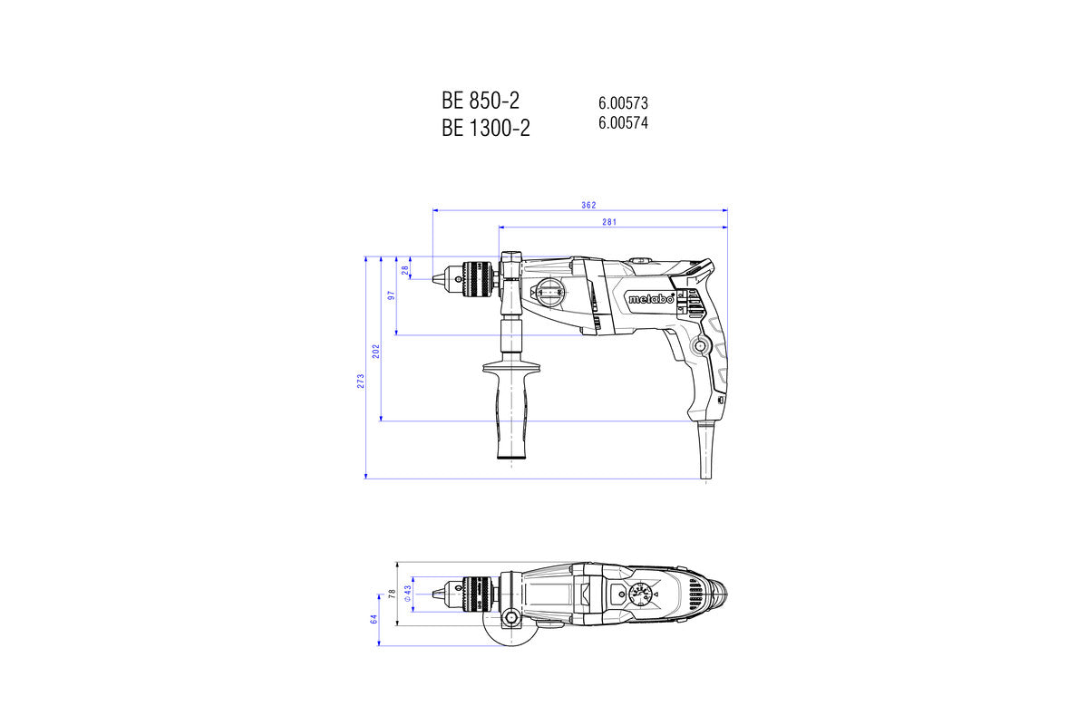 METABO BEV 1300-2 1300 W MARATHON MOTOR DRILL