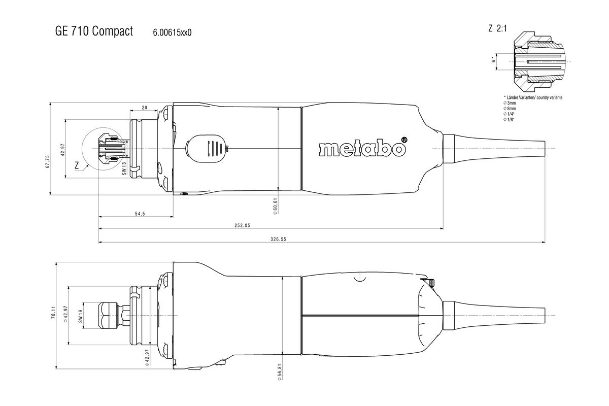 METABO DIE GRINDER 710 W 1/4 INCH COLLET 13000-34000 RPM