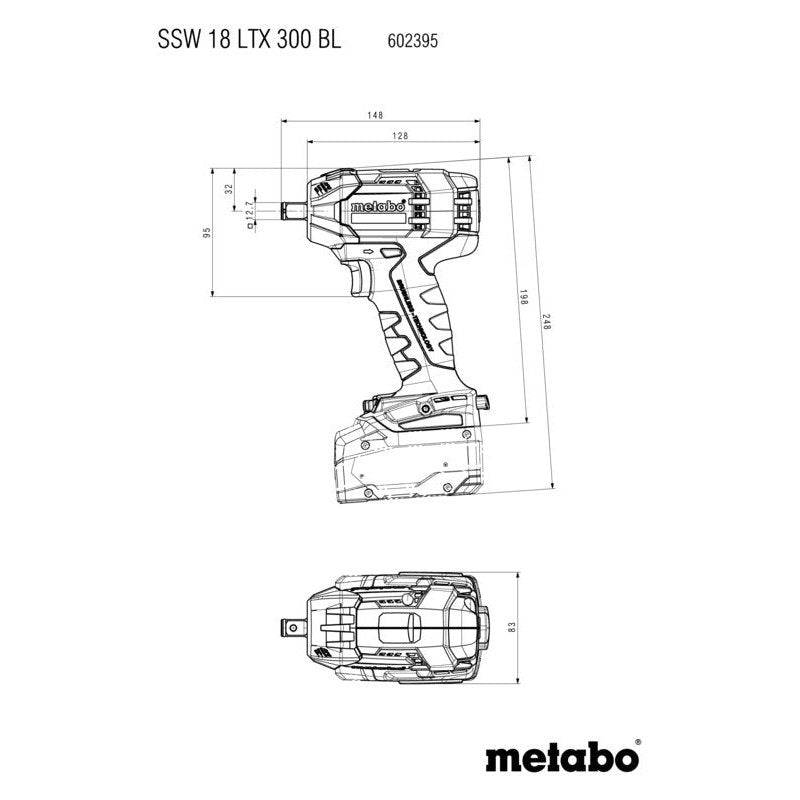 Metabo 18V Brushless 1 2 Inch Impact Wrench 300 Nm Skin