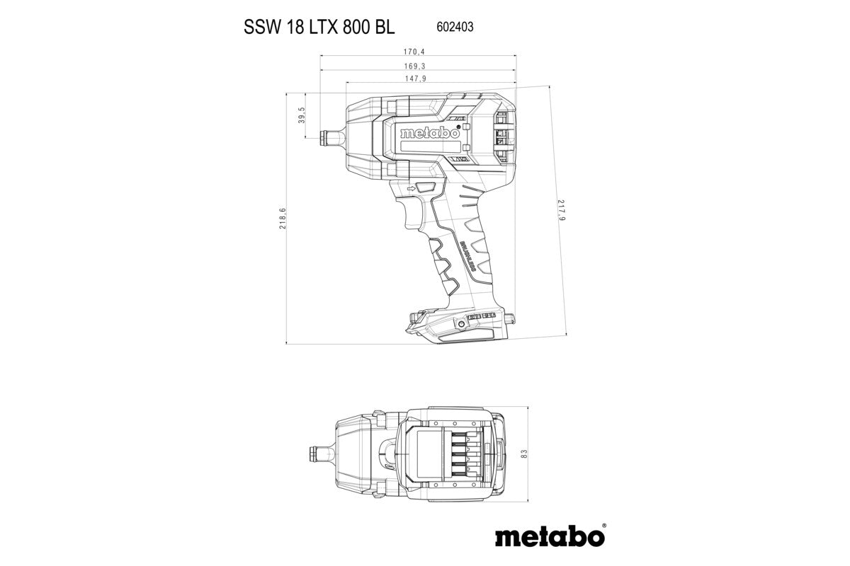 Metabo 18V Cordless Brushless 1/2" Dr 800Nm Impact Wrench Kit SSW 18 LTX 800 BL 5.5K