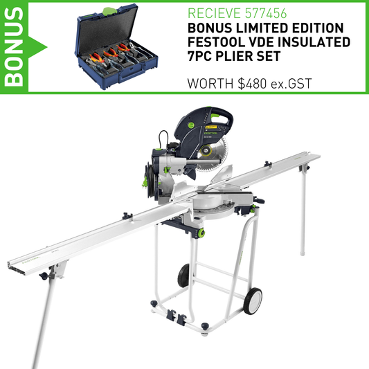 FESTOOL KS 120 REB UG SLIDE COMPOUND MITRE SAW KIT SET WITH STAND