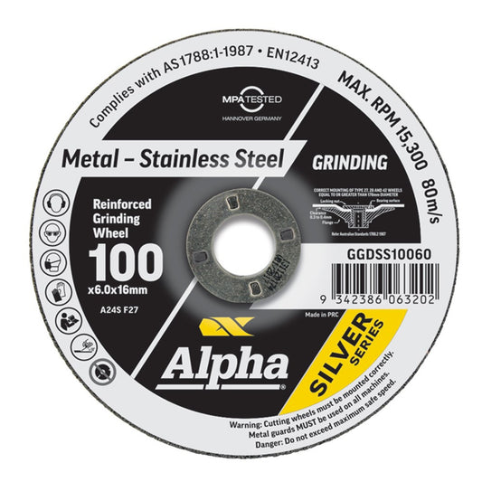 Alpha Maxabrase Grinding Disc - Inox Stainless 100 x 6.0mm Silver Series