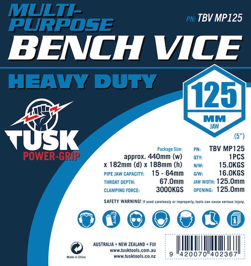 Tusk Bench Vice Multi Purpose 125mm (5") Matt Blue Dual Swivel