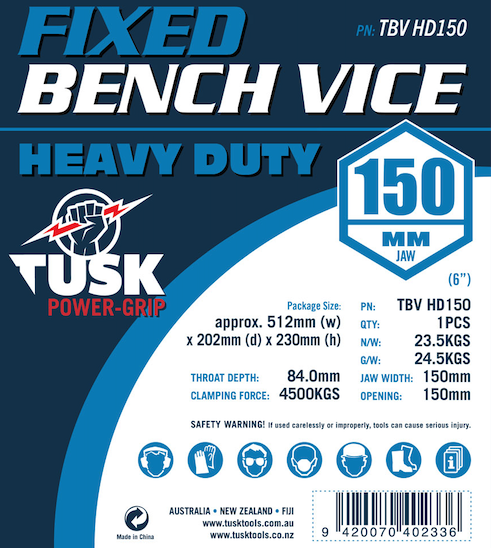 Tusk Bench Vice Heavy Duty 150mm (6") Matt Blue