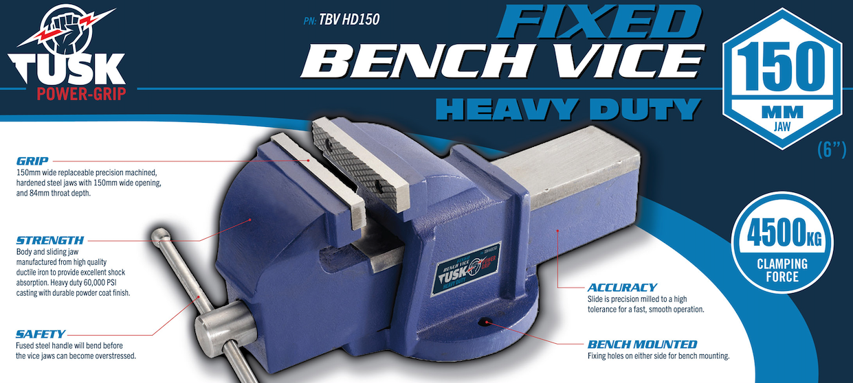 Tusk Bench Vice Heavy Duty 150mm (6") Matt Blue