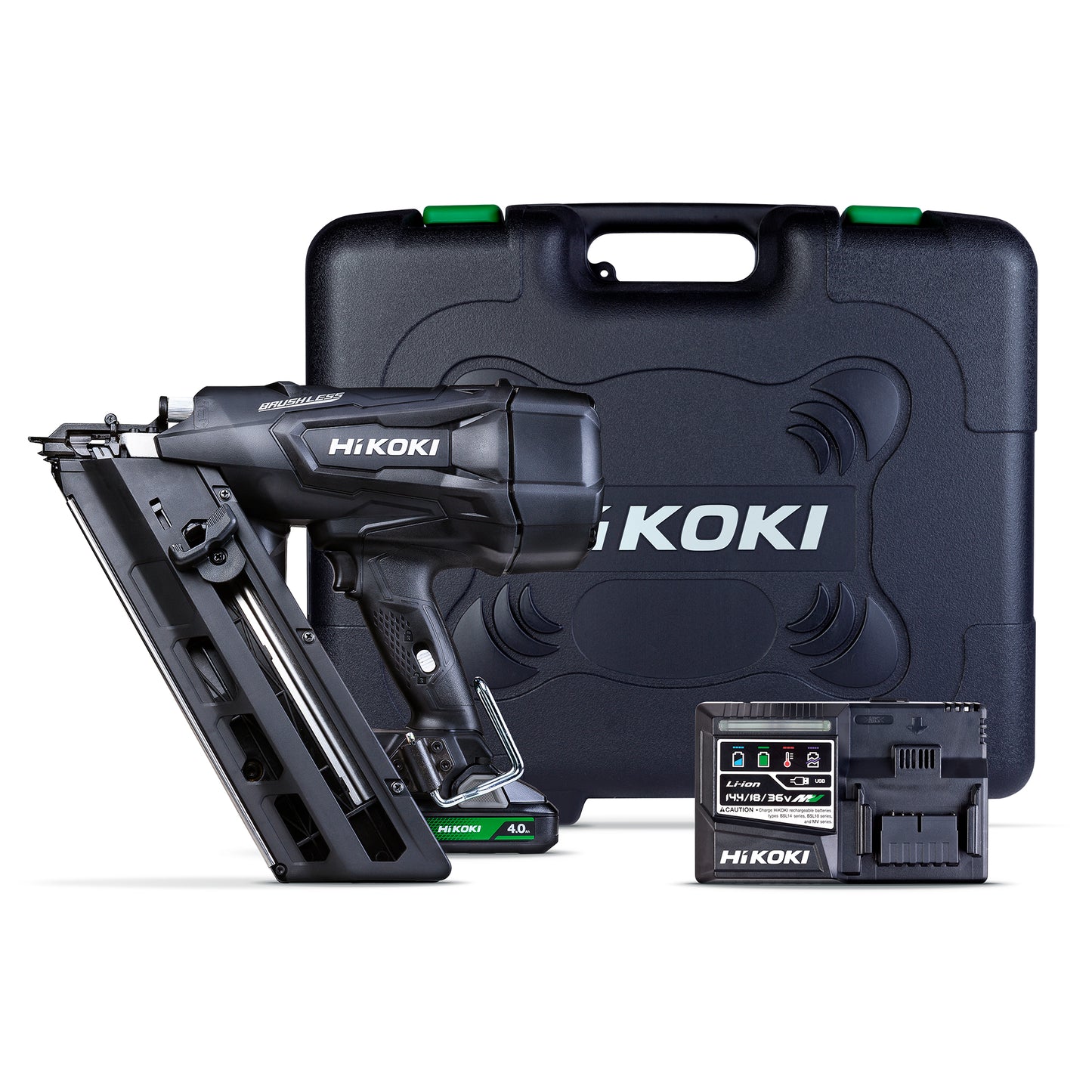 Hikoki 18V Cordless Gasless 90mm 34° Framing Nailer Kit in Black tool-junction-nz