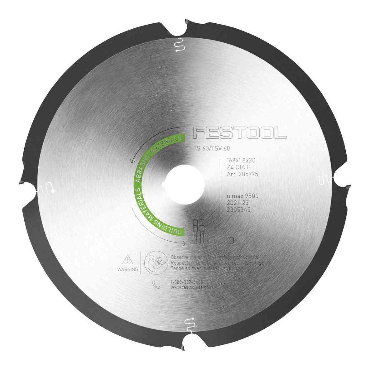Festool 168mm Fibre Cement Cutting Blade For TS 60K & CSC SYS 50,168x1.8x20 F4 205769 tool-junction-nz