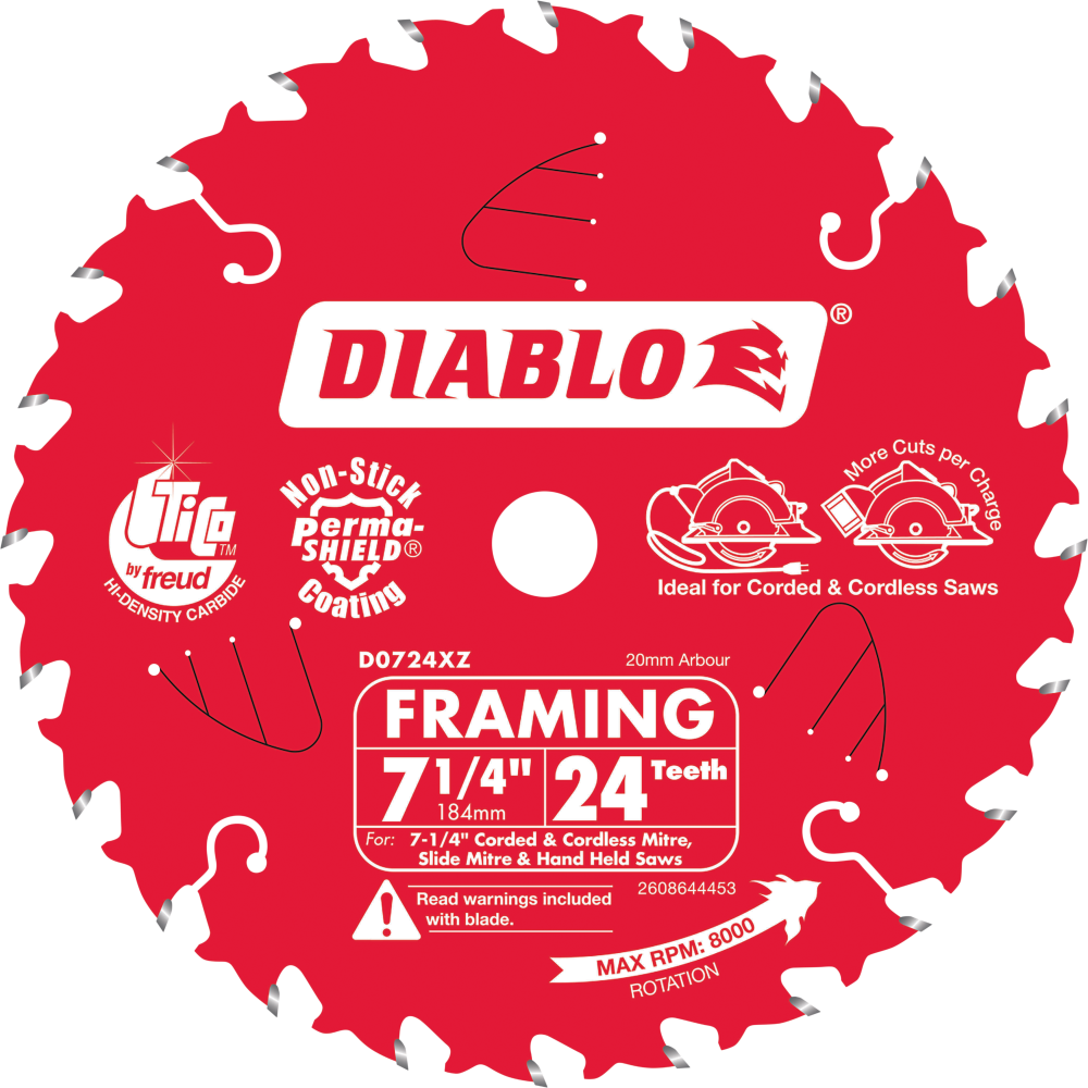 Diablo 7.25 in. / 184mm 24T Framing Saw Blade tool-junction-nz