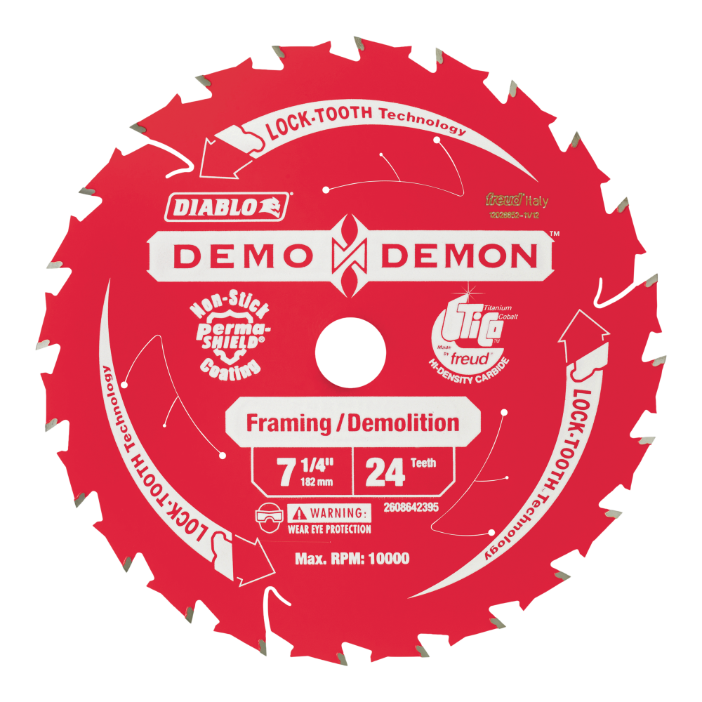 Diablo 7.25 in. / 184mm 24T Framing/Demolition DEMO DEMON Saw Blade tool-junction-nz