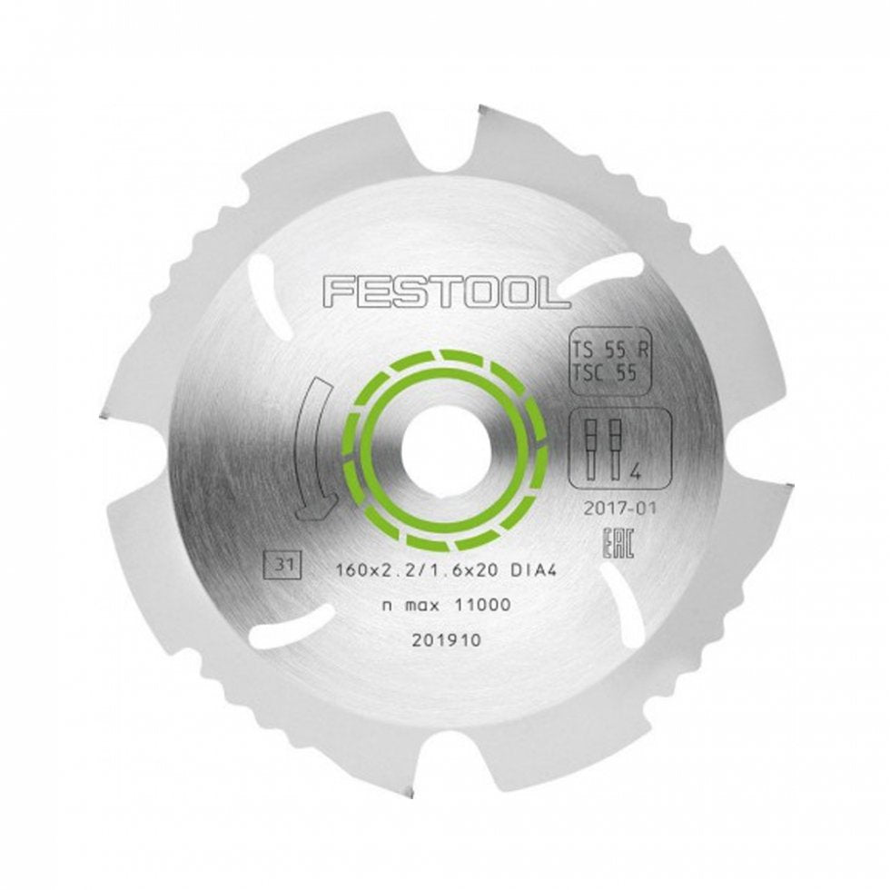 FESTOOL TS/HK 55 DIAMOND SAW BLADE DIA 160 X 2.2 X 20 4 TOOTH 201910