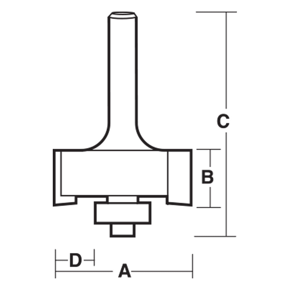 REBATING BIT 12.7MM TCT, 2 FLT 1/2 SHK W/BEAR t1716b1-2