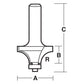 ROUNDING OVER BIT 6.35MM RAD TCT, 2 FLT 1/4 SHK W/BEAR t508b