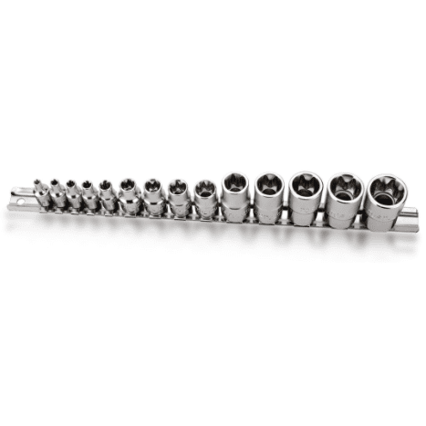 Socket Set Hex Lobular On Rail 14pc E4-E24 gaar1402